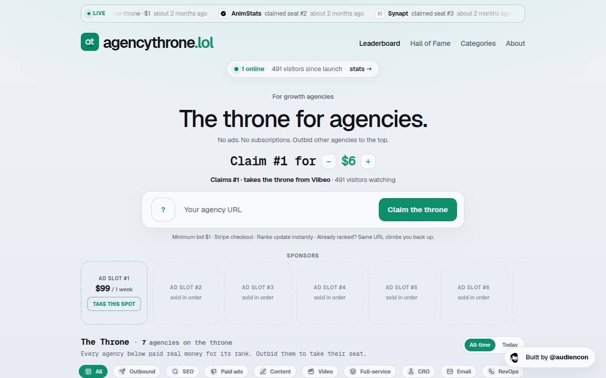 AgencyThrone as it appeared on 11 Oct 2026