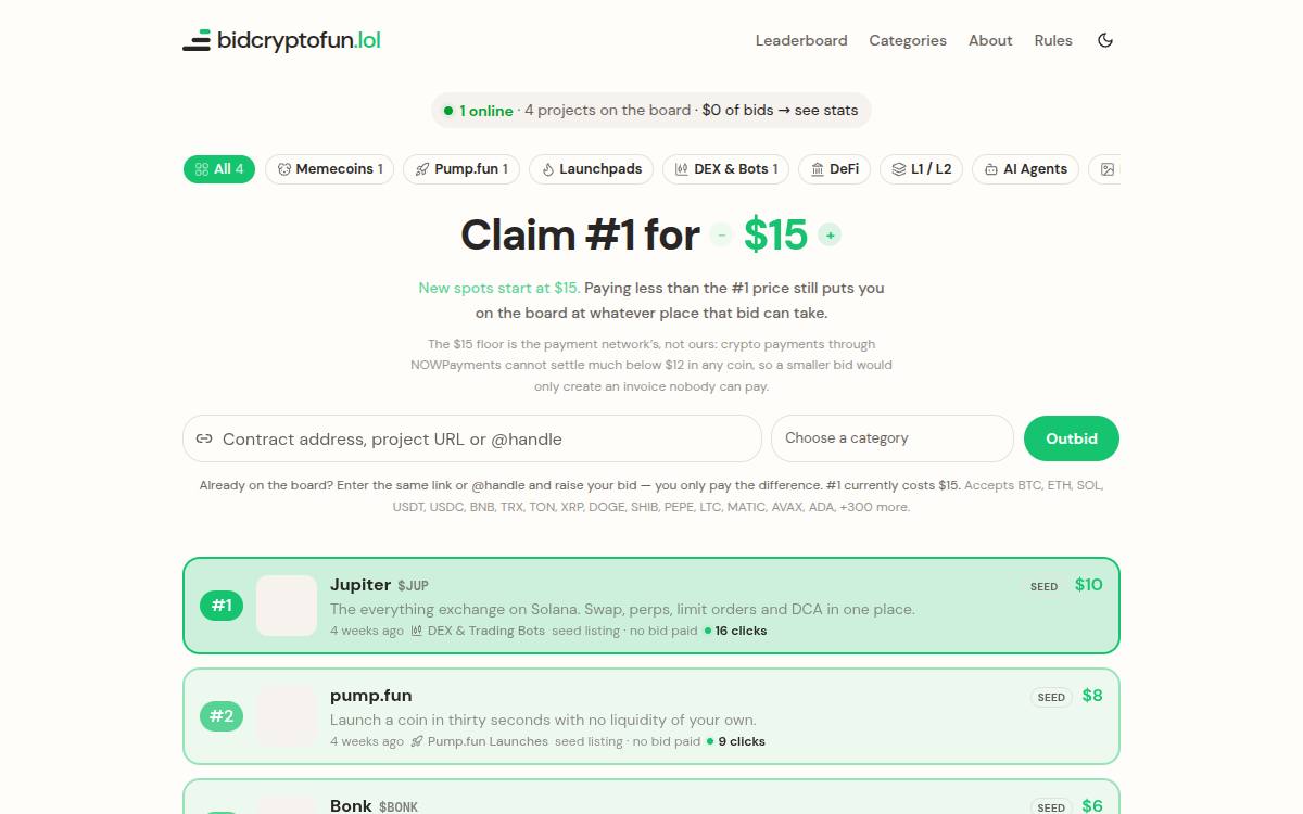 Bidcryptofun Lol as it appeared on 22 Sept 2026