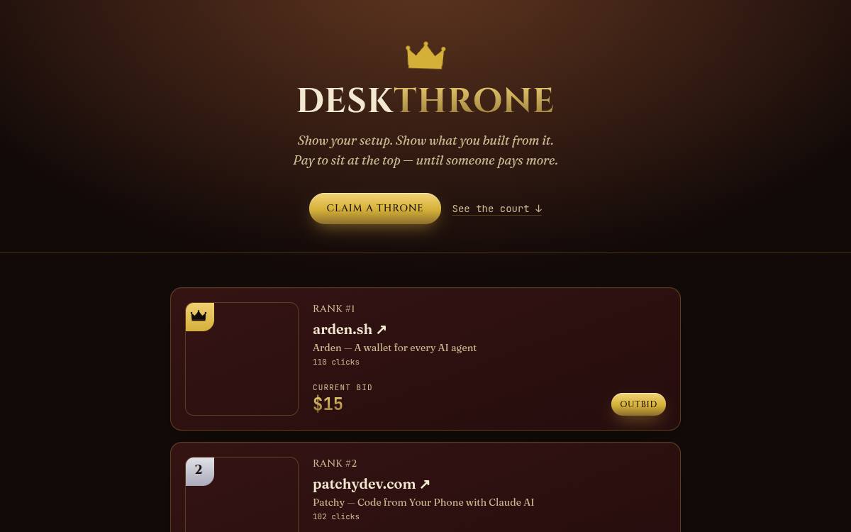 DeskThrone as it appeared on 11 Oct 2026