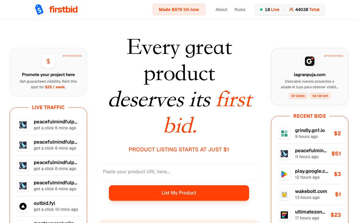 firstbid as it appeared on 28 Aug 2026