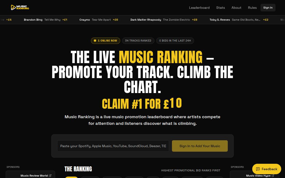 Music Ranking as it appeared on 11 Oct 2026