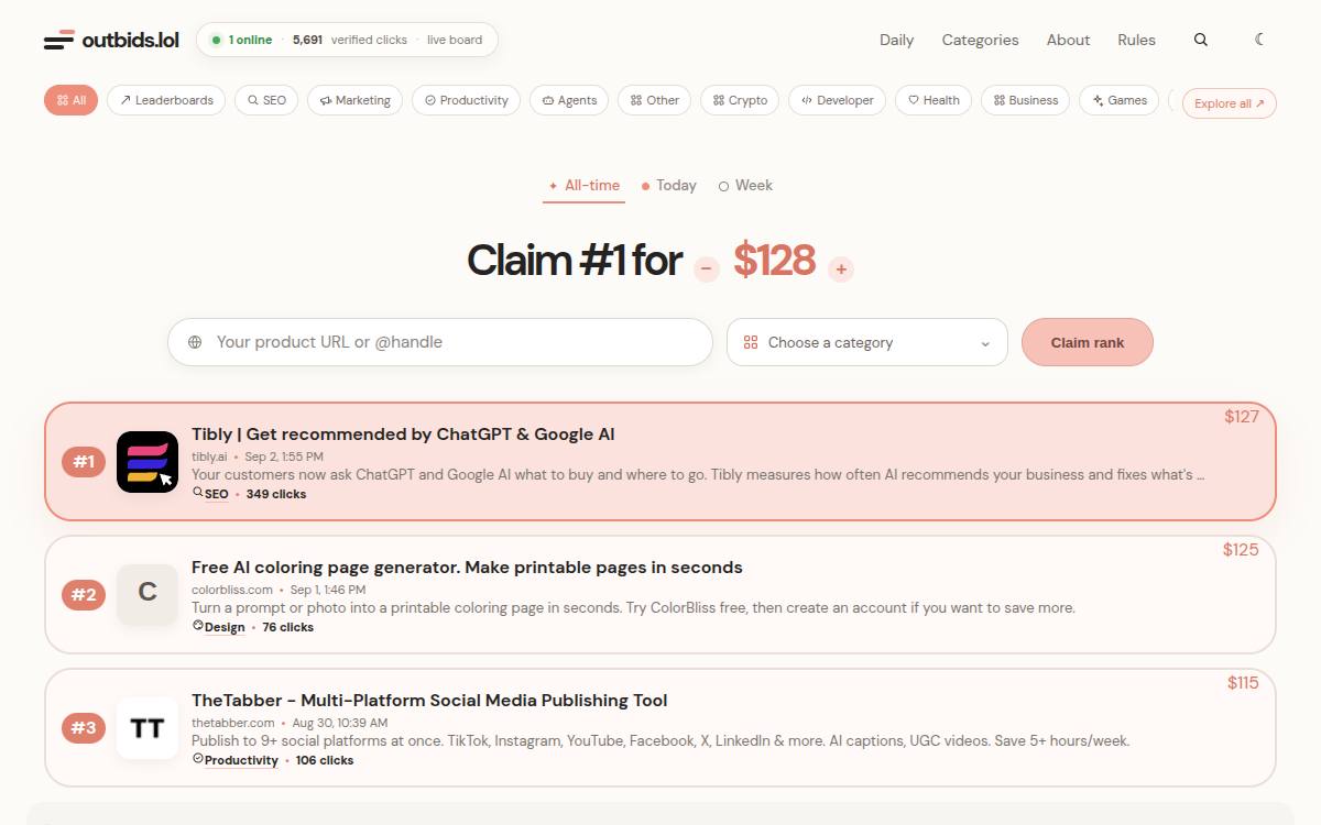 Outbids Lol as it appeared on 11 Oct 2026