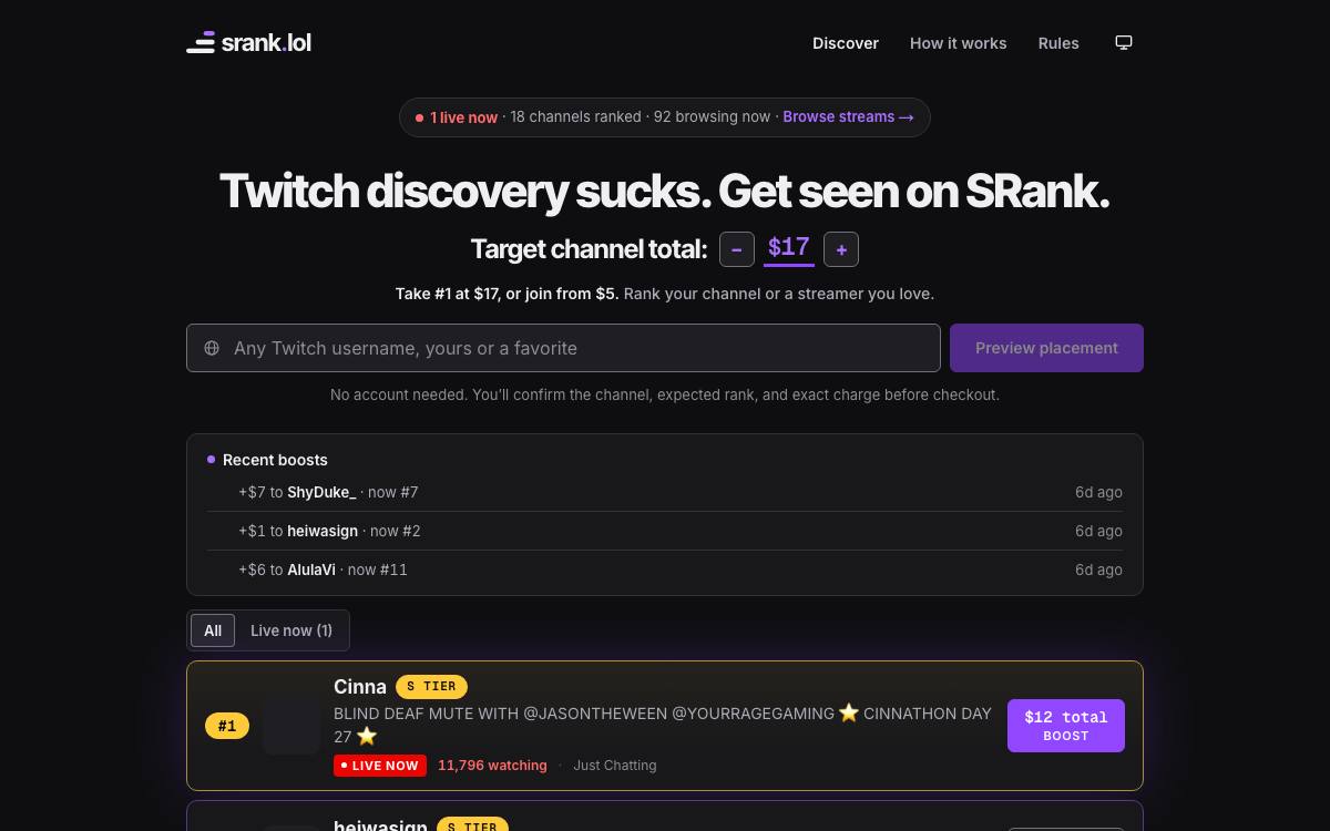 SRank as it appeared on 28 Aug 2026